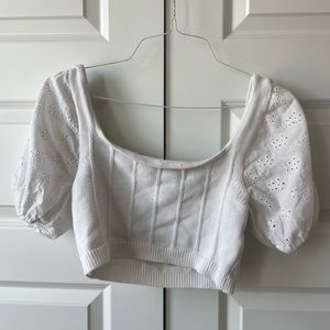 Zara Knit Top with Puffed Sleeves
